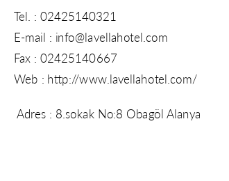 La Vella Hotel iletiim bilgileri